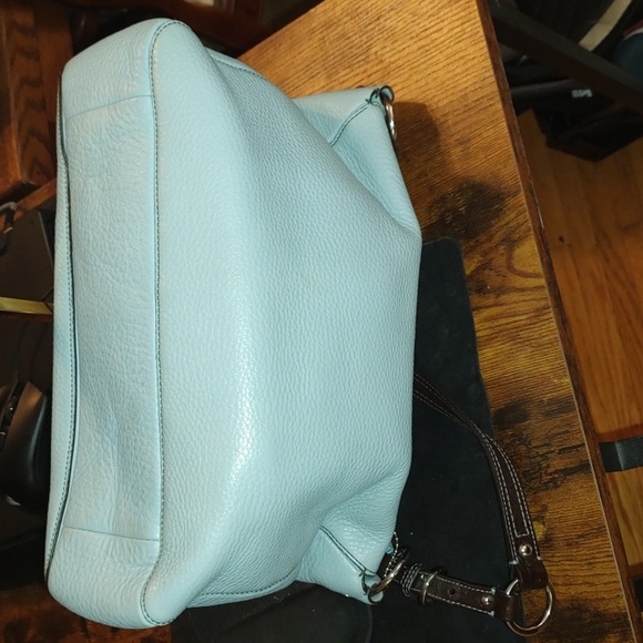 Coach Chelsea Vintage Turnlock Shoulderbag 8A39. Light Blue Full-grain Leather. - Picture 12 of 16